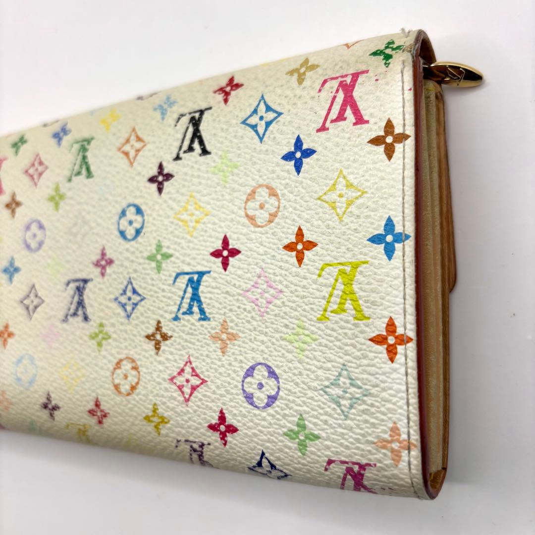 正規品 ルイヴィトン サラ マルチカラー 折り財布 総柄 pvc レザー ボタン