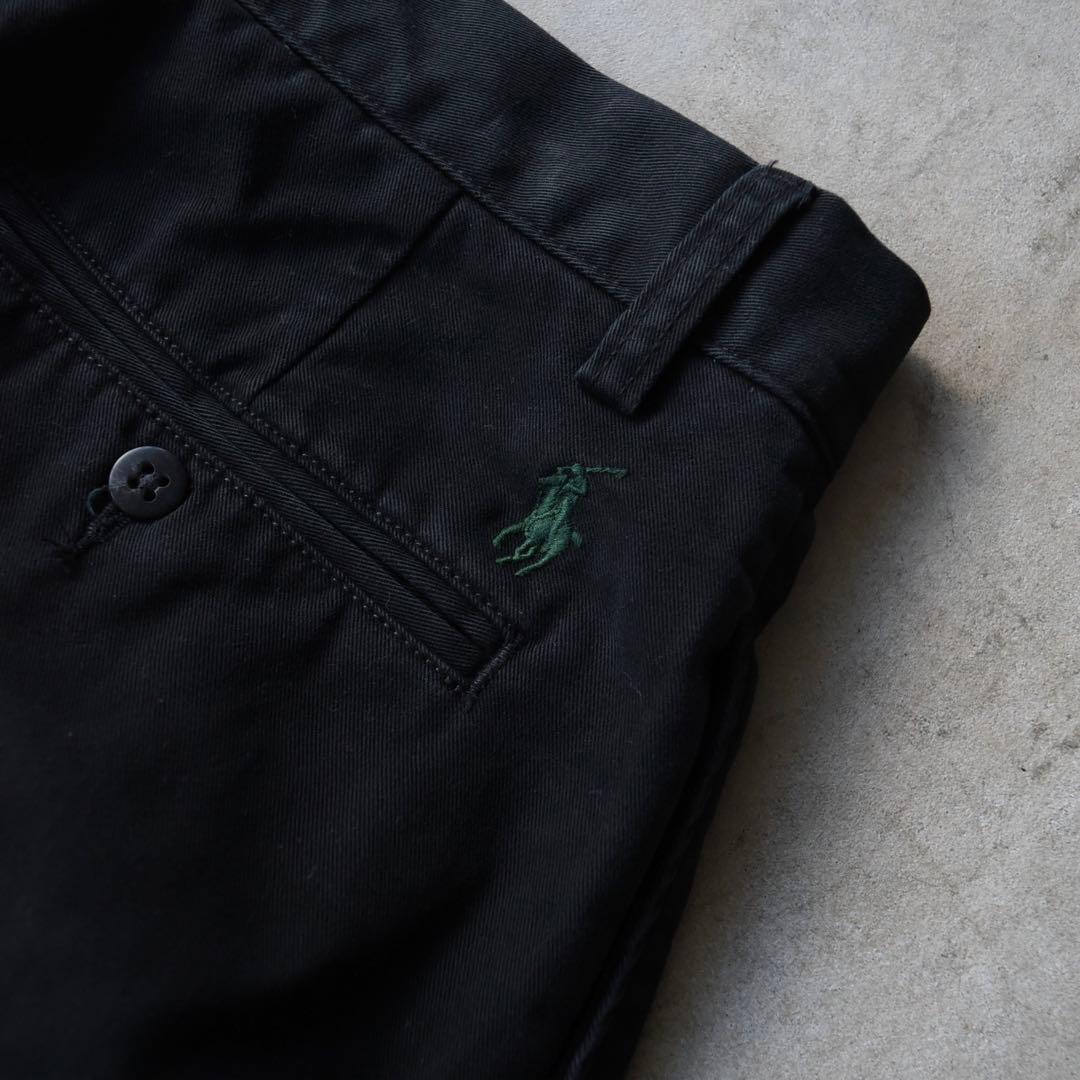 90s ラルフローレン ポロチノ ツータックチノ黒ブラック USA W32L30