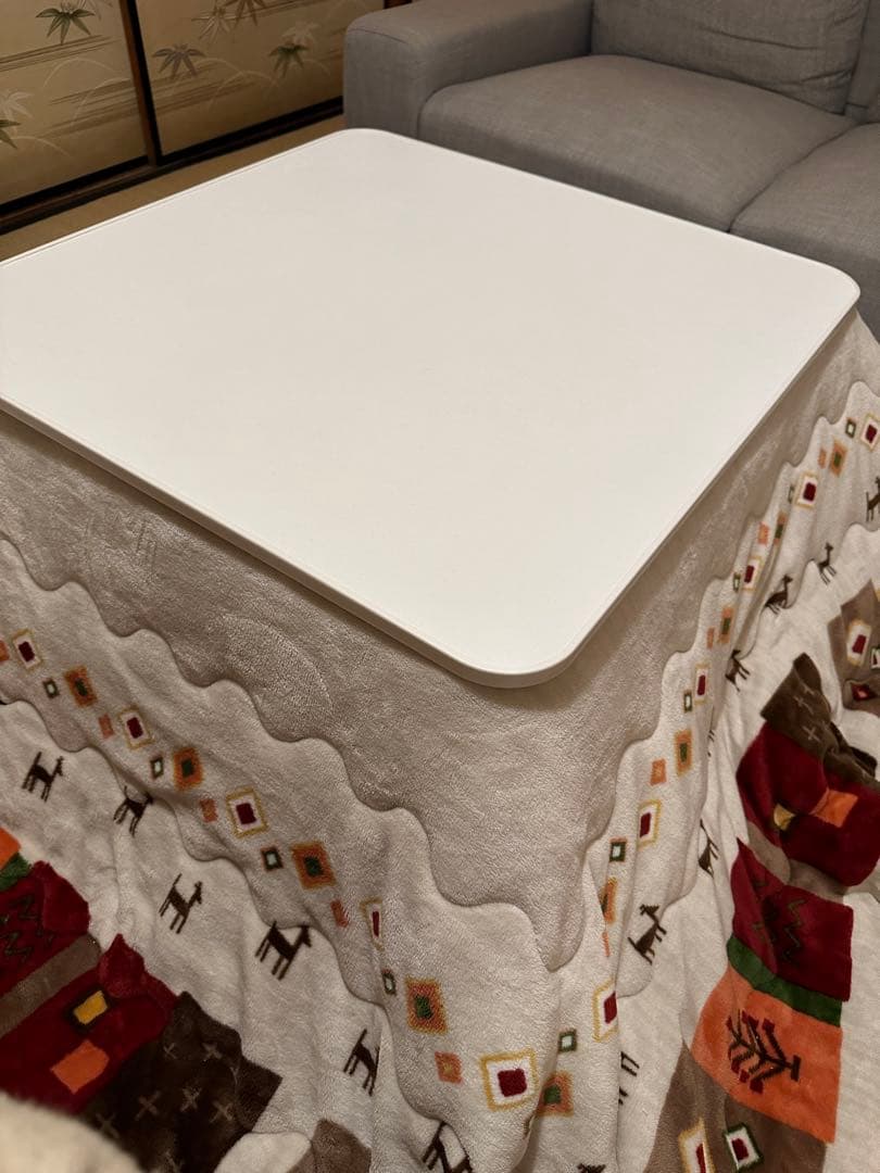 ニトリ　こたつ　フルセット　スクエアこたつ ホワイト・ナチュラルウッド　掛ふとん