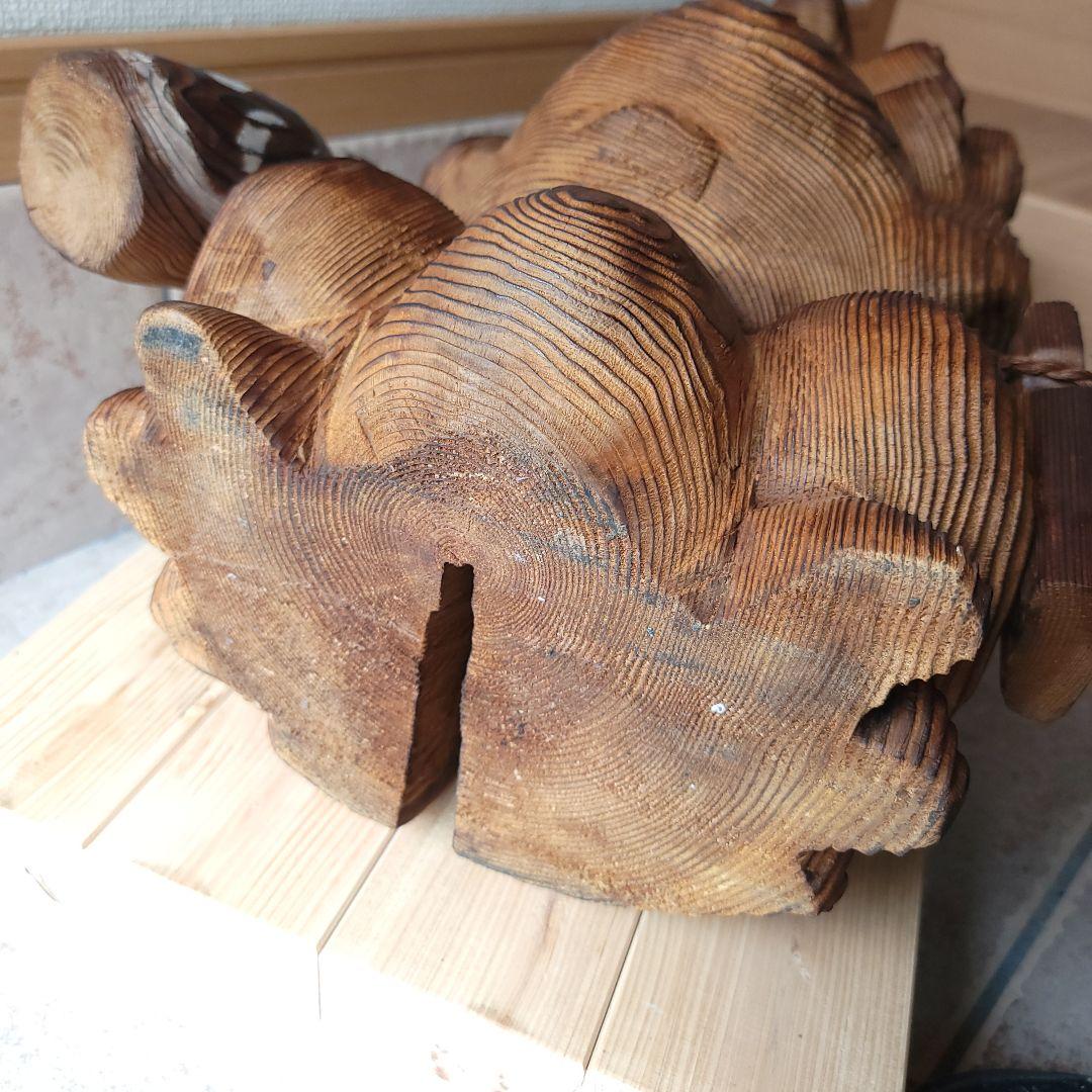 お宝☆木彫りのタヌキの置き物　超縁起物♪商売繁盛に！