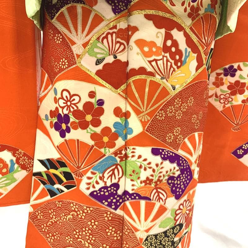 502ag32■七五三 節句 七歳 女児 着物&被布&長襦袢 扇■状態良好