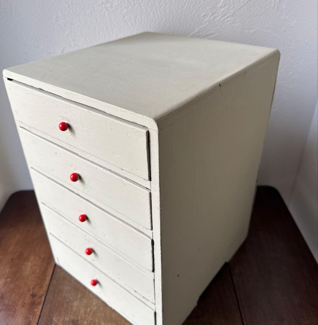 古道具　5杯の小引き出し　昭和レトロ　木製ドロワー　アンティーク