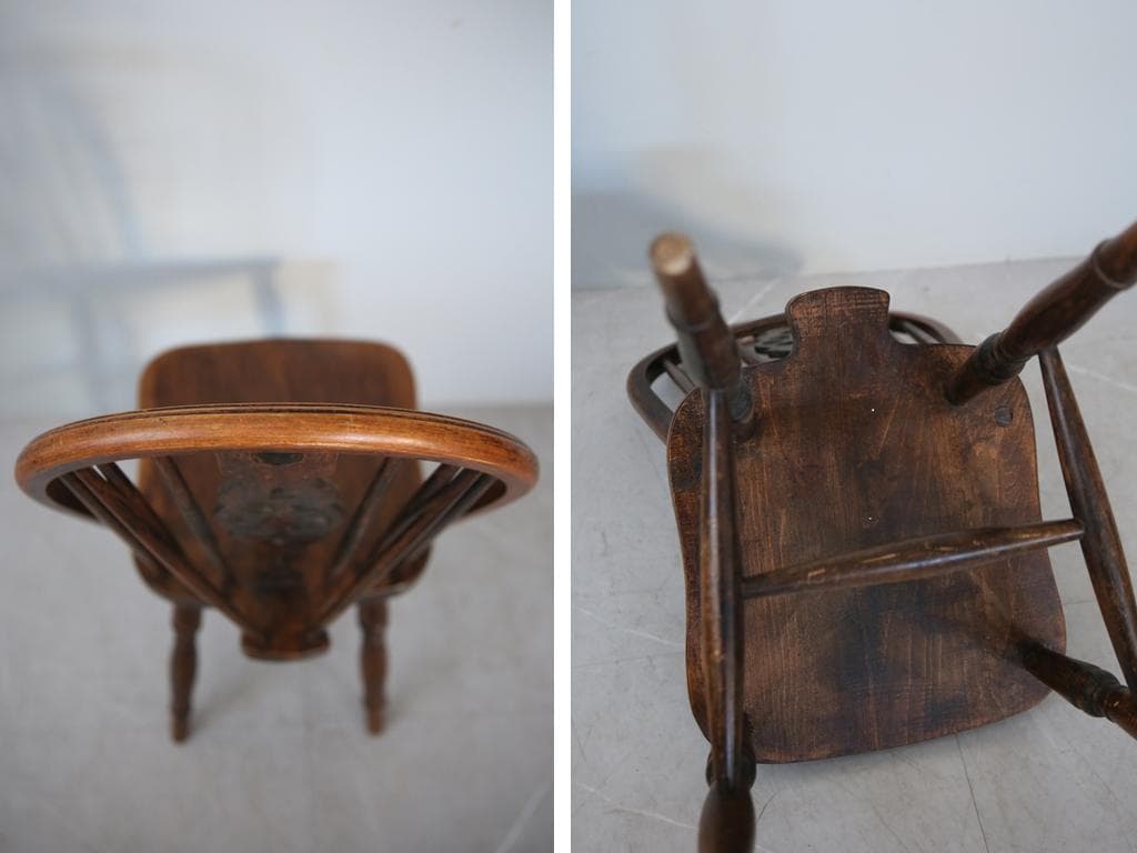 英国アンティーク木製ホイールバックチェア/ダイニングイス/椅子(91-203-7