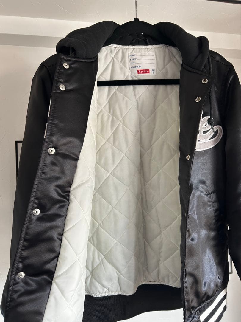 Supreme Satin Hooded Varsity Jacket 美品