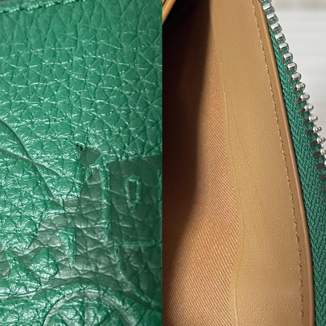 早い者勝ち！訳あり新品COACH 長財布 ホース＆キャリッジ柄 グリーン系