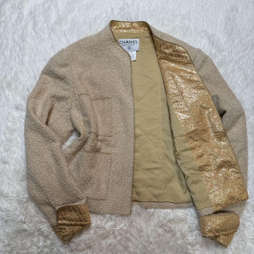 S*e様 CHANEL 96A ツイード ノーカラー ジャケット 44 2XL