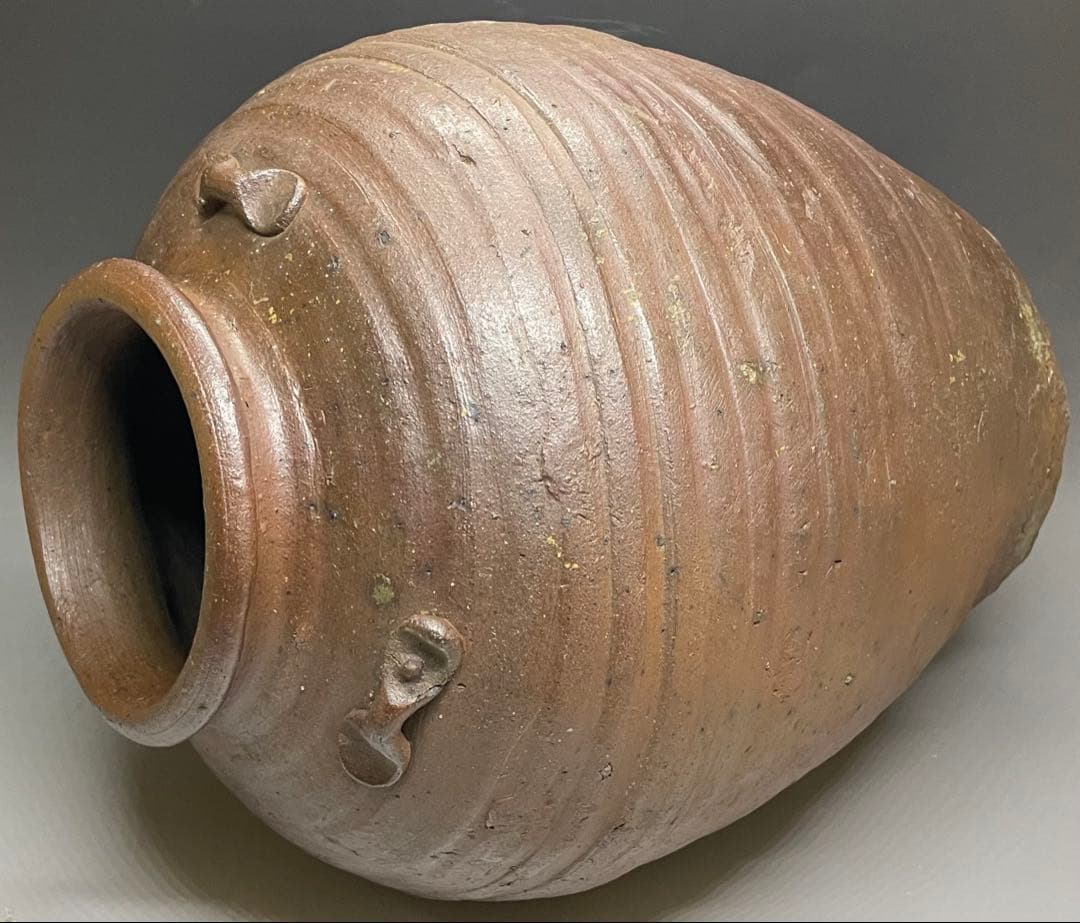 極メ　桂又三郎織　古備前　三耳壺　室町末期　下駄高台　鑑定書付　p9113