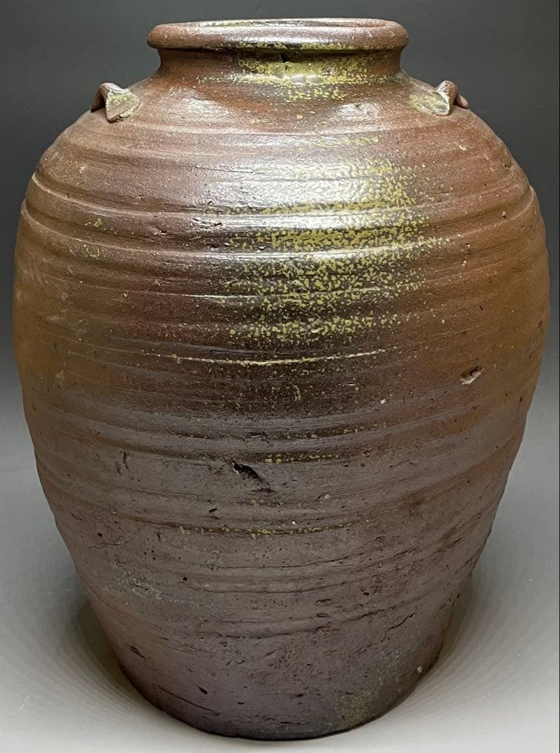 極メ　桂又三郎織　古備前　三耳壺　室町末期　下駄高台　鑑定書付　p9113