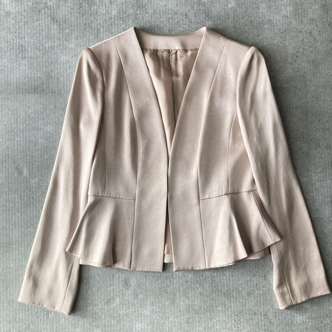 アナイ トリアセサテン ノーカラー ペプラム ジャケット サイズ38