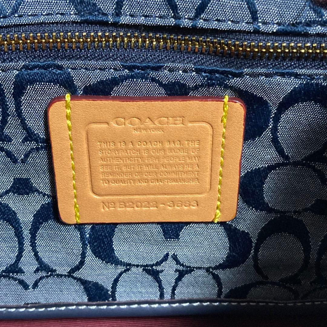 極美品　現行　コーチ　ショルダーバッグ　トート　22　シグネチャー　シャンブレー