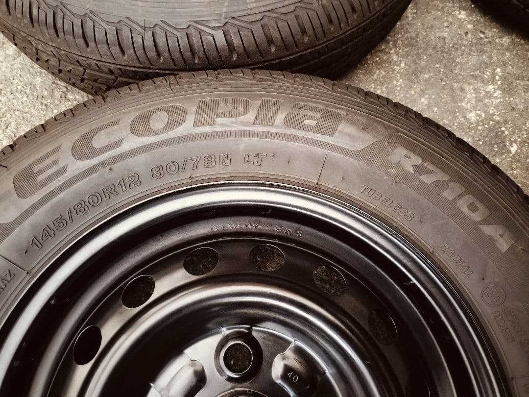 145/80r12 ブリヂストン エコピア バリ溝 ホイール付①(4本中2本)