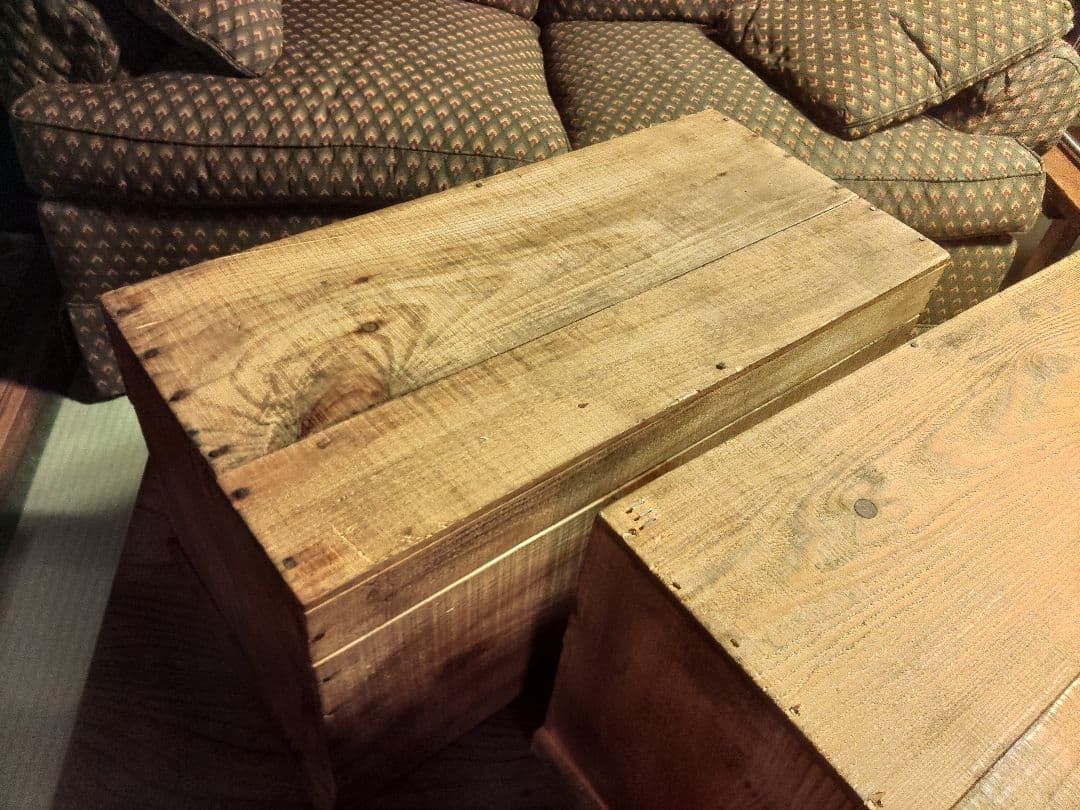 アンティーク　木箱　2個　シャビー 杉　無垢材　古材　ウッドボックス