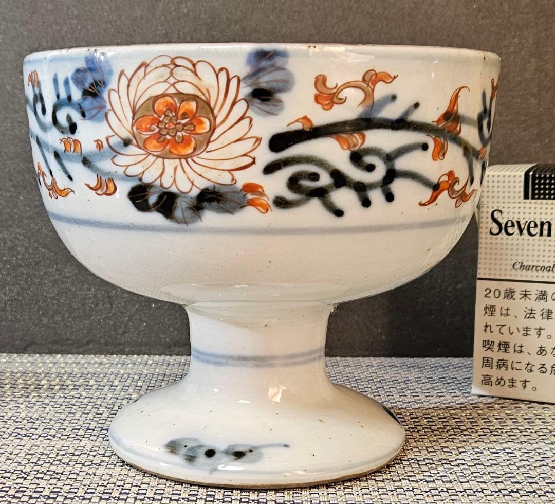 【上作品❗】江戸時代末期～明治初期　古伊万里　金彩色絵　花鳥図　盃洗　コンポート