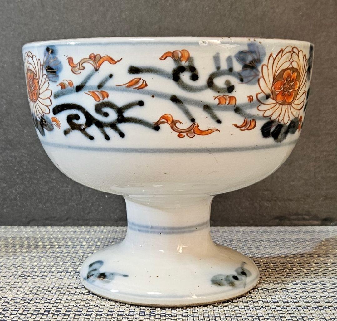 【上作品❗】江戸時代末期～明治初期　古伊万里　金彩色絵　花鳥図　盃洗　コンポート