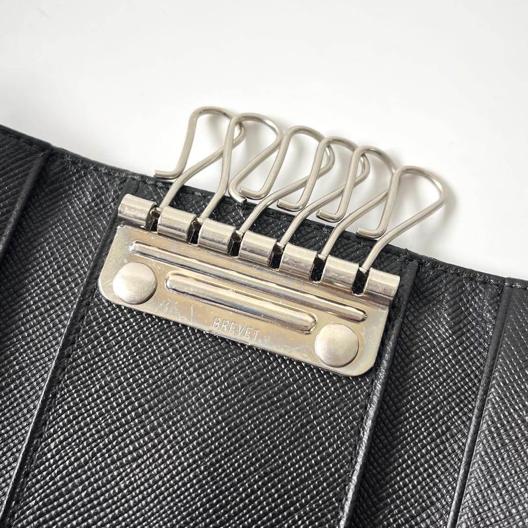 プラダ　6連キーケース　トライアングルロゴ　ナイロン　レザー　黒　ユニセックス