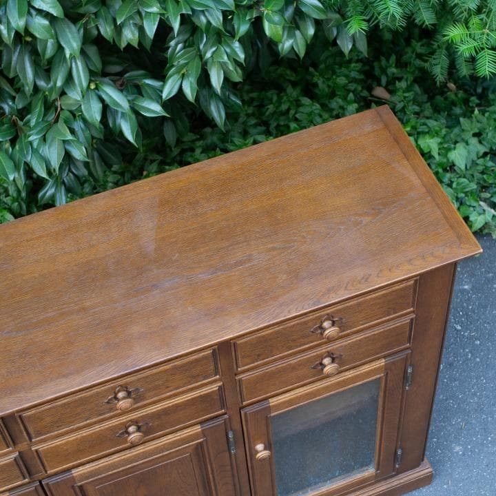 勇峰工芸 花柄 サイドボード ナラ材 葉山ガーデン 葉山家具 旭川 北海道