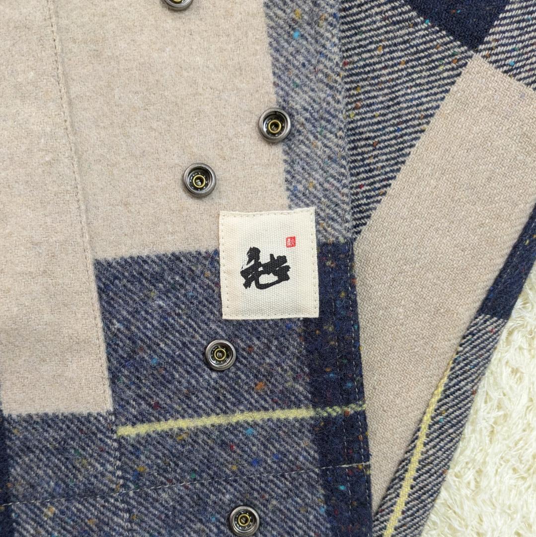 タグ付き MOTORCYCLE ウール チェック ライダース コート S