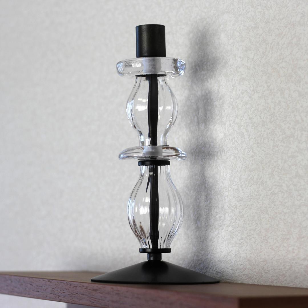 【美品・刻印】エリックホグラン　キャンドルスタンド オニオン型2段　クリア 01