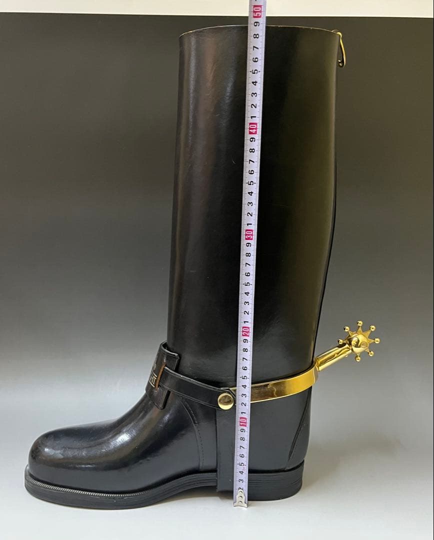 E732 レア KNIGHT 大型 高さ49cm ナポレオンブーツ 革靴 拍車付