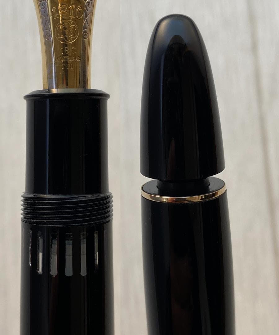 希少 美品 モンブラン 149 18C 中字 エボナイト縦2本溝 なで肩 万年筆