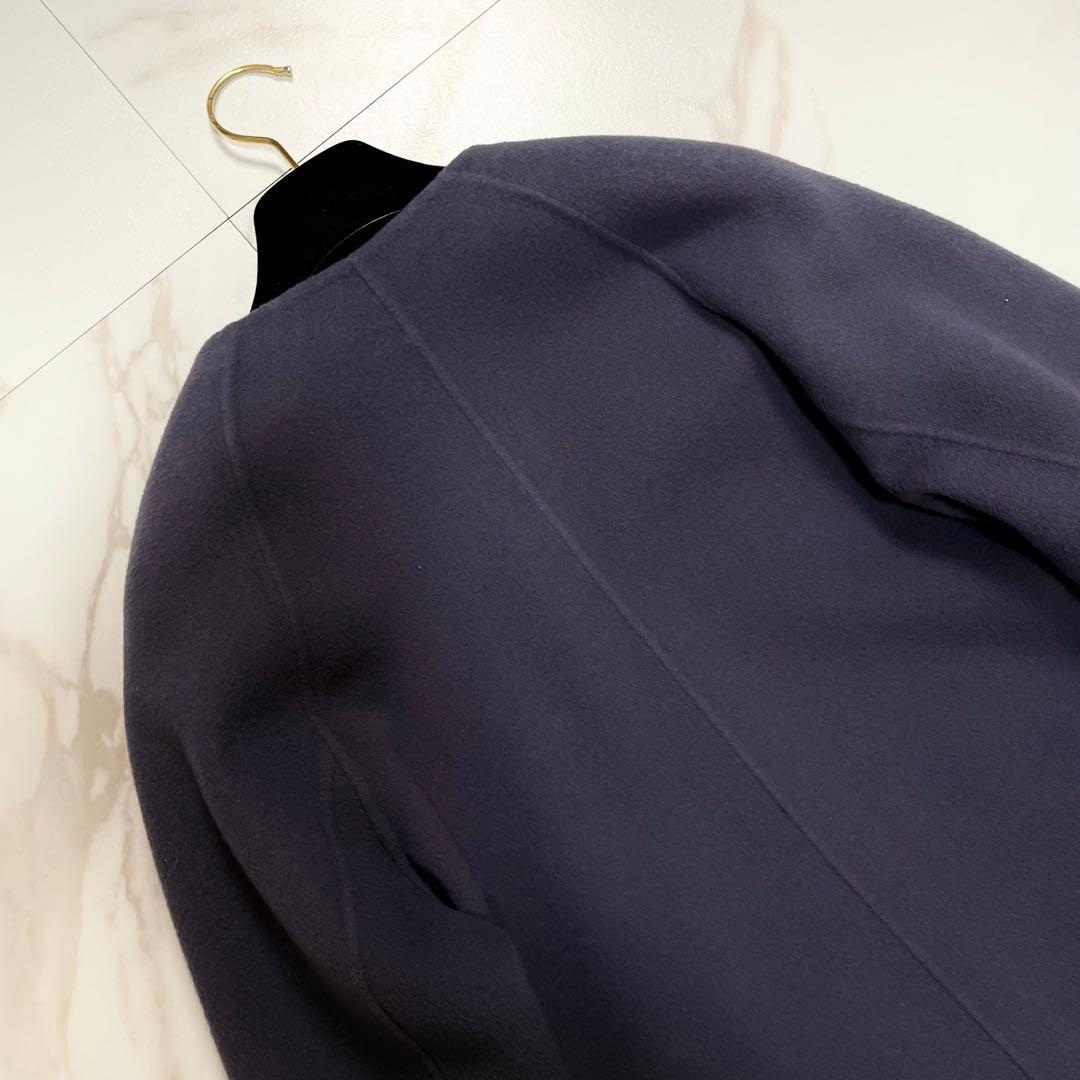 近年✨アナイ シャルムリバーケープコート ノーカラーコート ベルト ウール 38