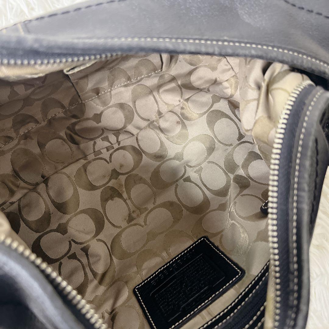 バッグ COACH Black Leather Hobo Half Moon Y2K