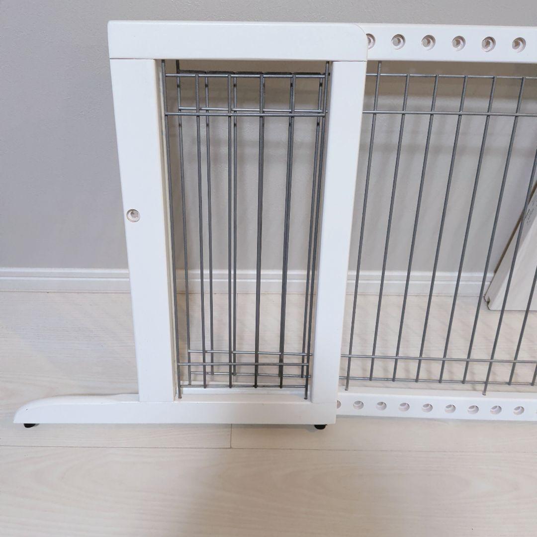 ペット用 木製おくだけゲート ホワイト　ワイド