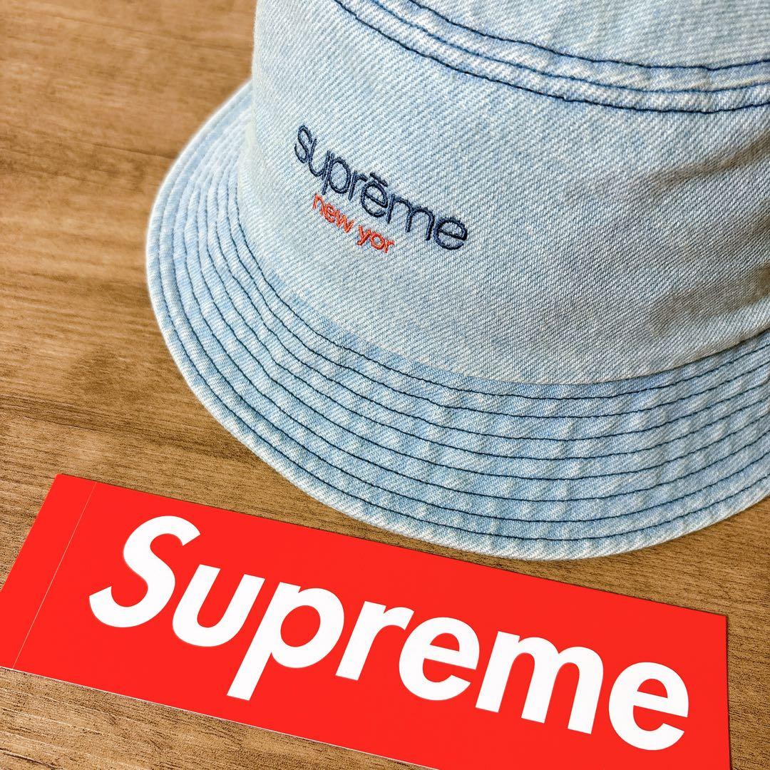 正規品　Supreme バケットハット　帽子　ハット　デニム　水色　エラー品
