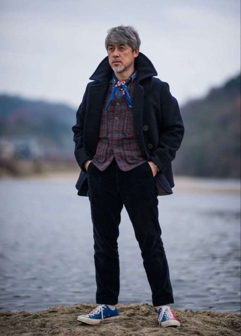 ボンクラ　ピーコート　カシミヤ　メルトン　ネイビー　40