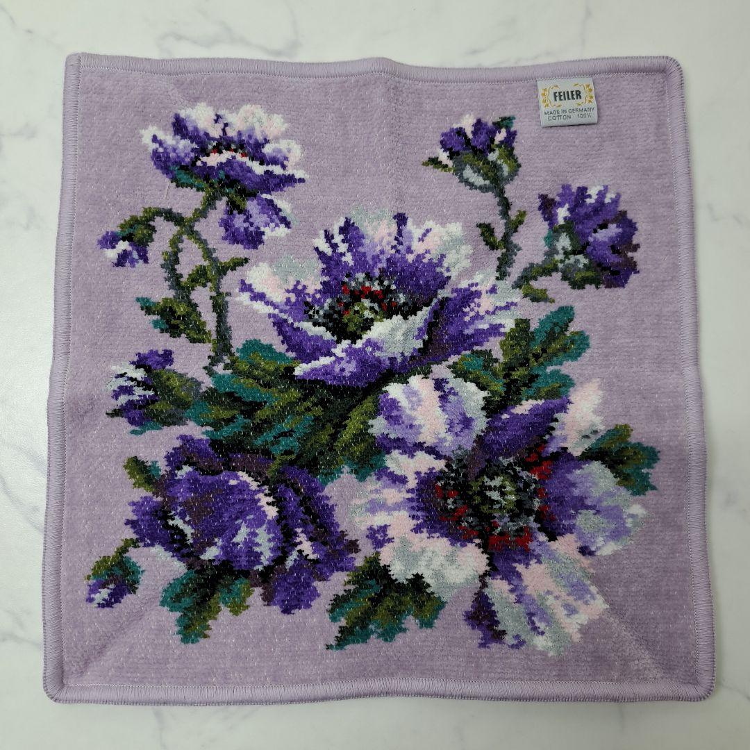20251125　フェイラー　ブランケット　ハンカチ　2点セット　花柄　パープル