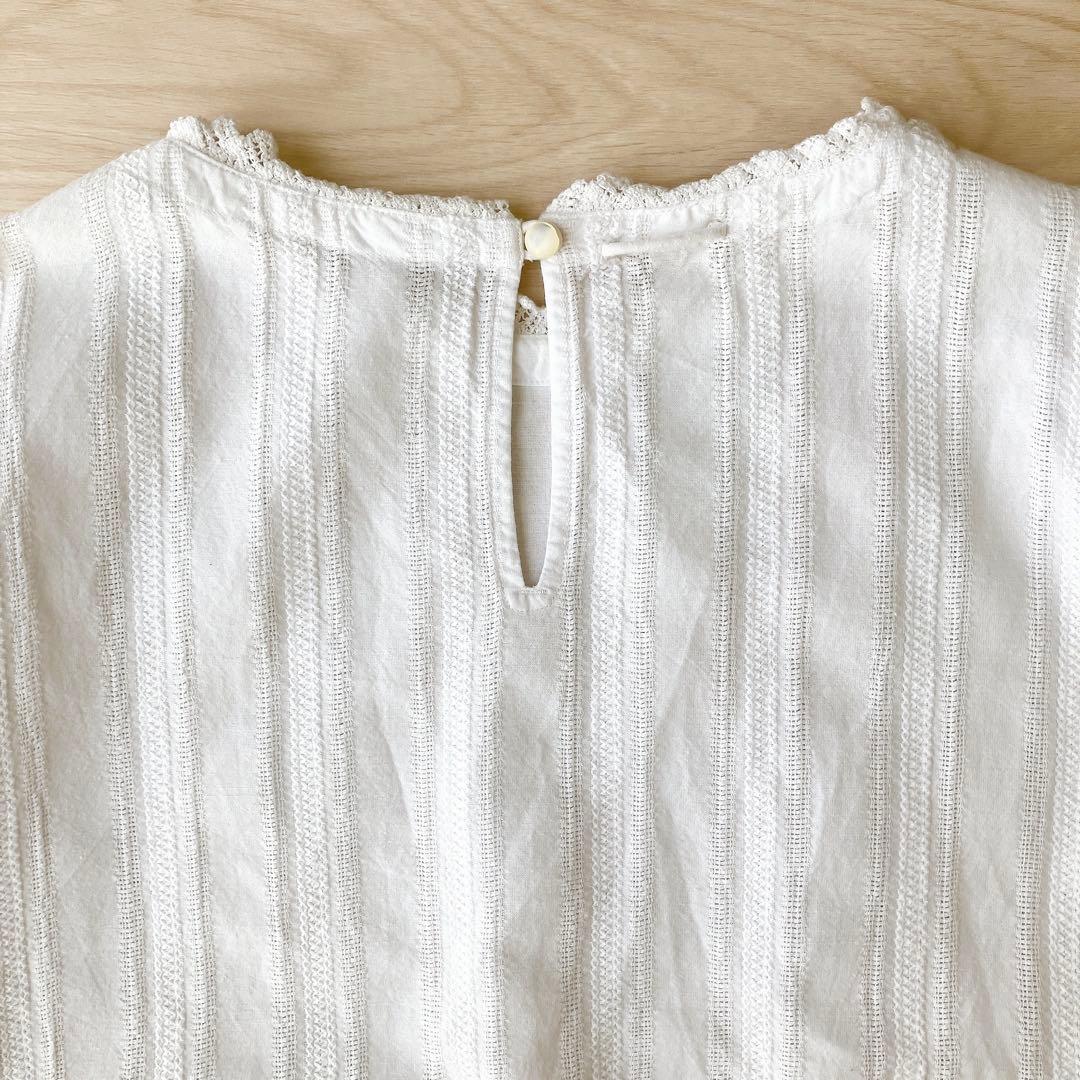 45R インドカラミdeレースTシャツ 半袖 ブラウス 白 45rpm