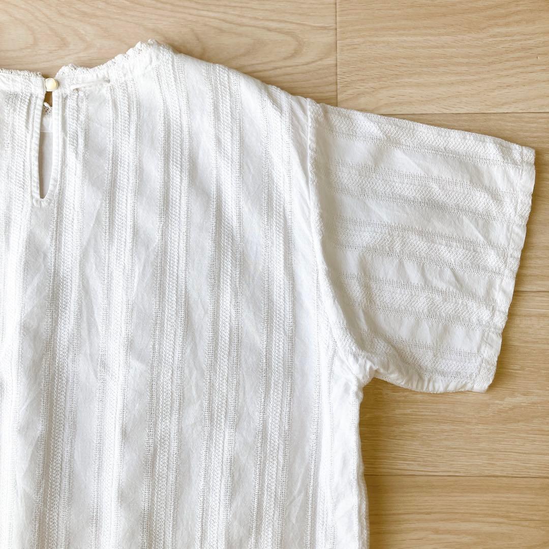 45R インドカラミdeレースTシャツ 半袖 ブラウス 白 45rpm