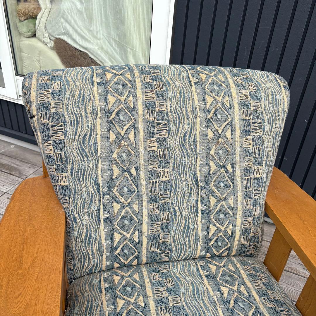 カリモク 木製アームチェア 1人掛けソファ 北欧レトロ ファブリック ビンテージ