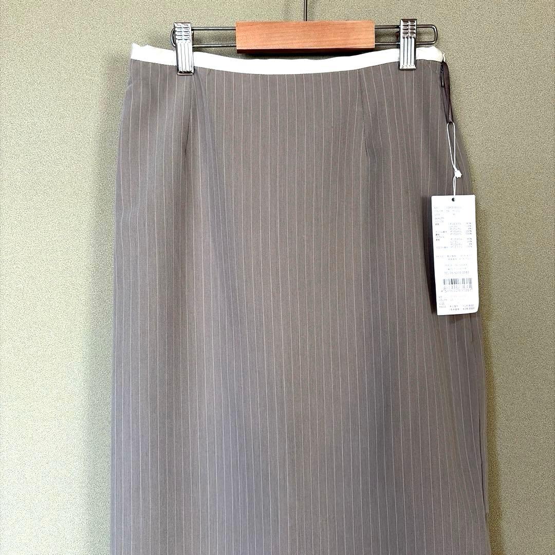 ANDRESD ピンストライプペプラムセットアップドレス ベージュ Mサイズ