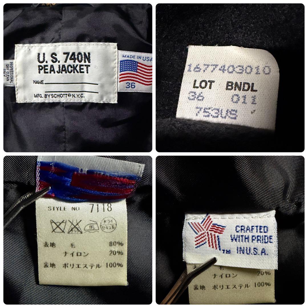 極美品■schott ピーコート　753US ネイビー USA製