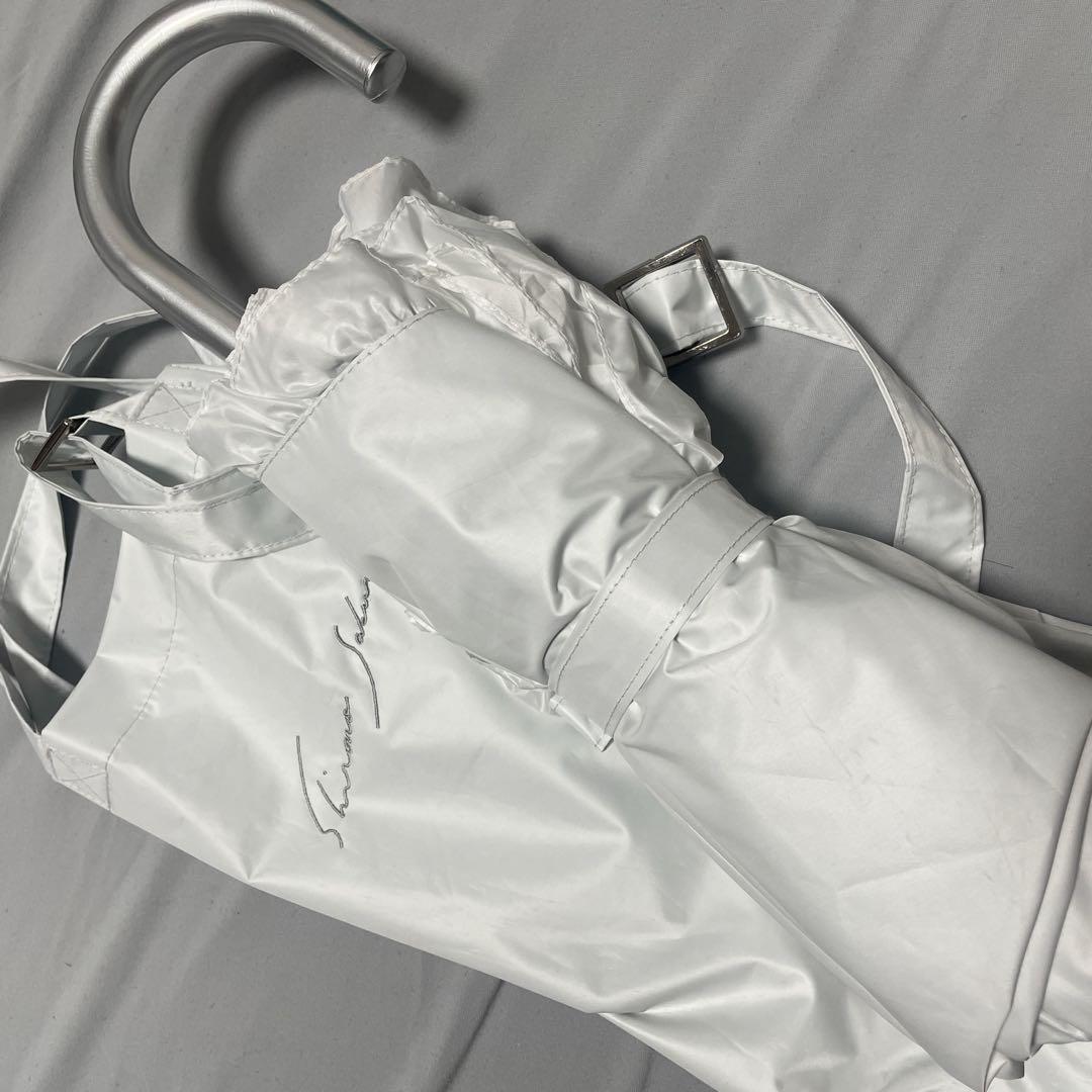 シロノサクラ 折りたたみ 日傘 フリルつき ホワイト 風鈴草