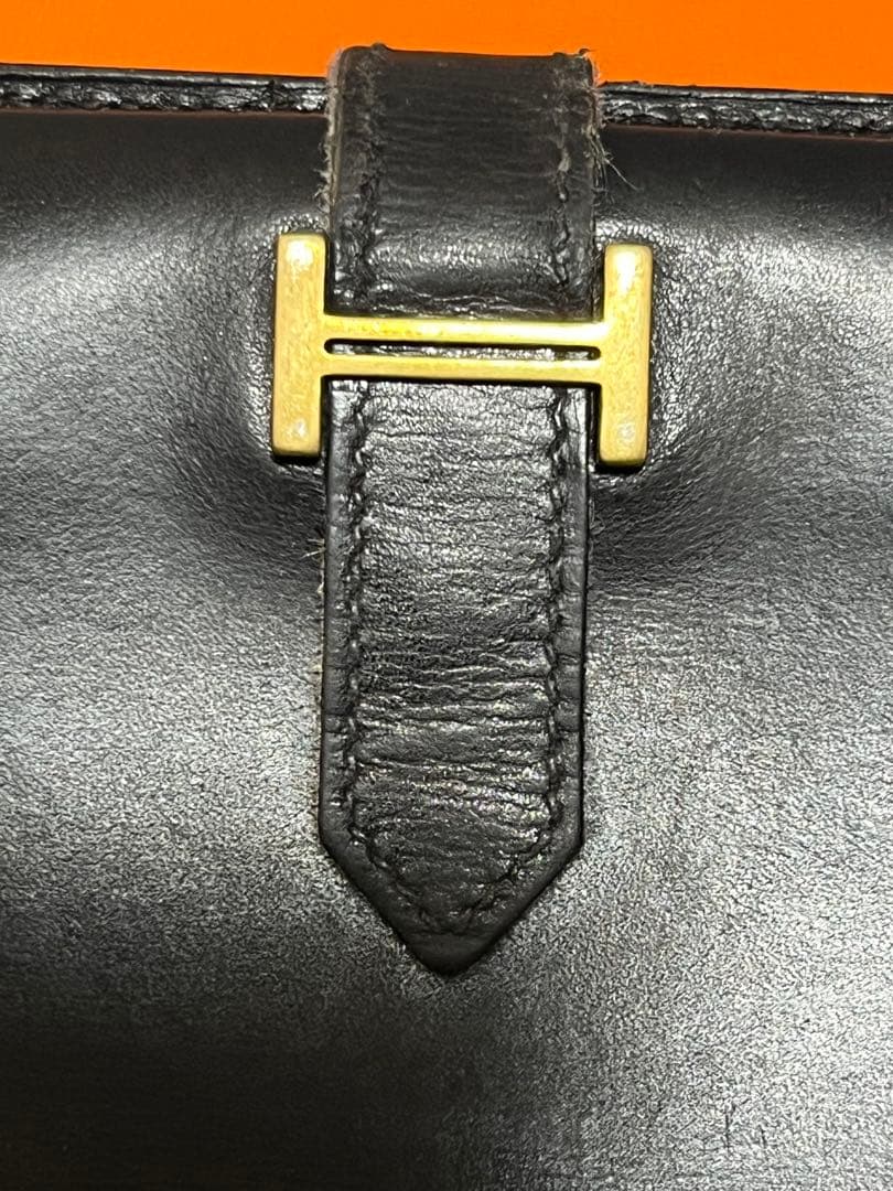 HERMES エルメス べアン ブラック レザー 長財布