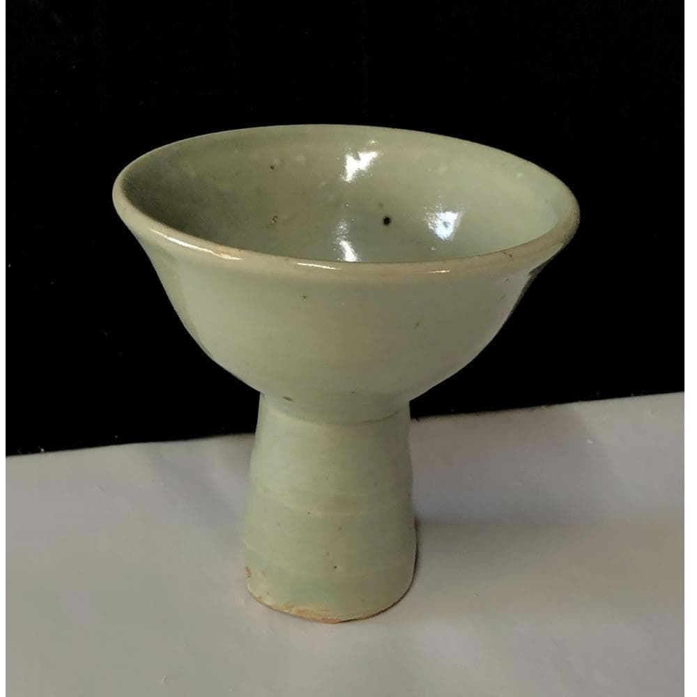 e1378 青磁 馬上杯 木箱入り 唐物 七官青磁 酒器 中国古陶磁 中国古玩