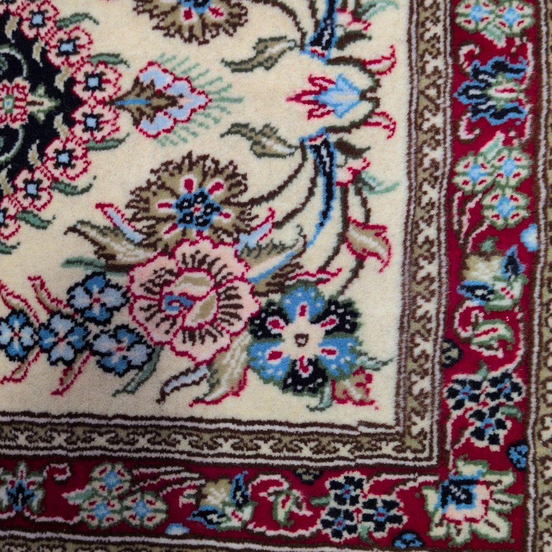 60x90cmペルシャ手織り・クム・マット(200)玄関・ラグ・絨毯・じゅうたん