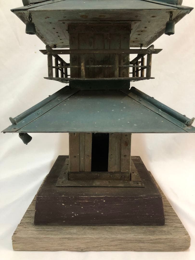 錆あり 昭和レトロ 三重の塔 置物 銅製 ヴィンテージ アンティーク