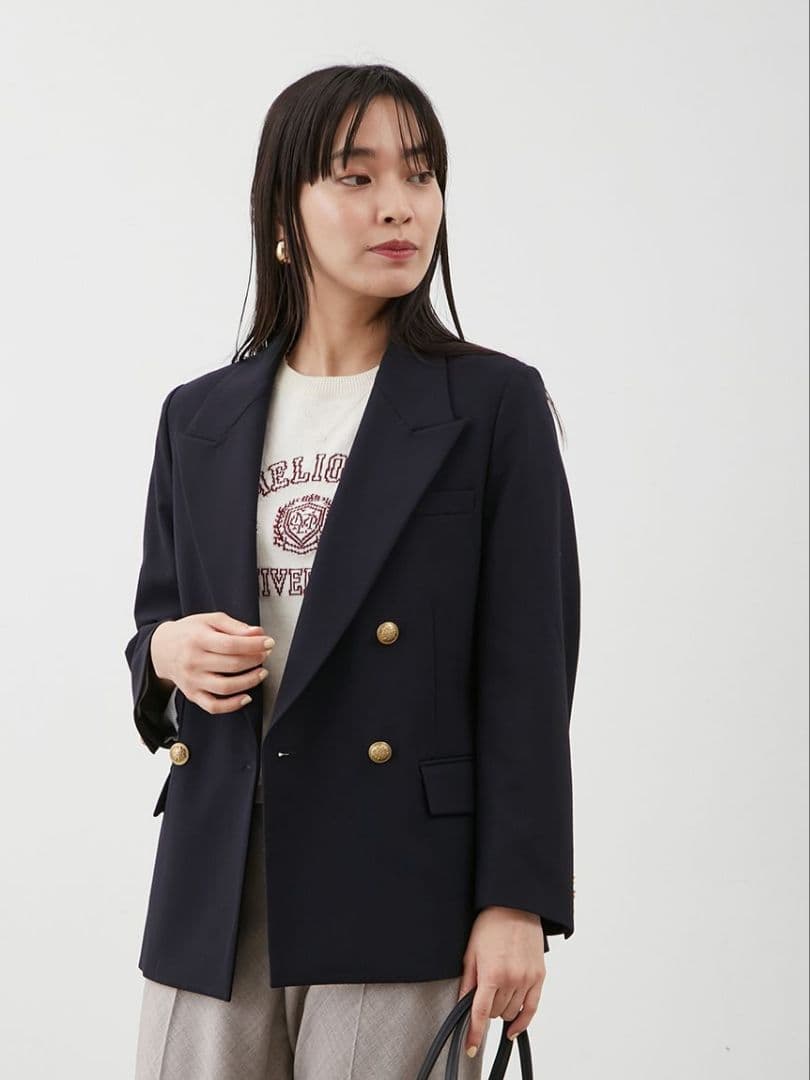 ここ 25AW 試着のみ【MilaOwen】金釦ダブルブレストブレザー