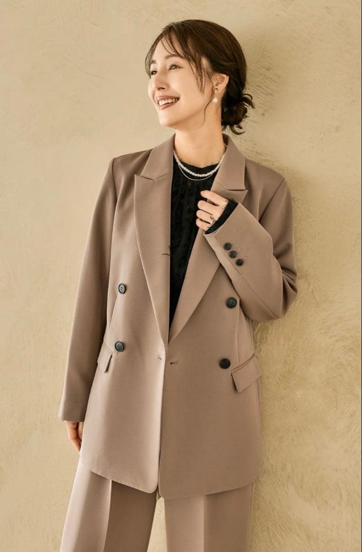 LEPSIM Wクロスストレッチダブルジャケット/ワイドパンツ