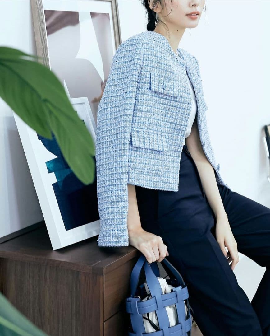 BLUE×PALANG TWEED BOLD JACKET ペールブルー