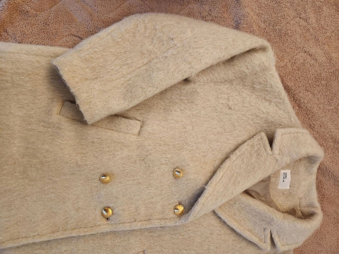 EMMA ROUGE VIF ラメシャギースライバーピーコート ベージュ