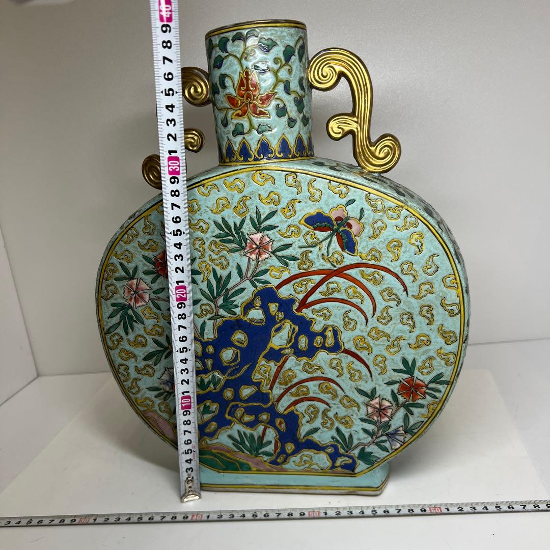 中国美術　粉彩　大花瓶　h40cm 東K8-0202③ タサオ