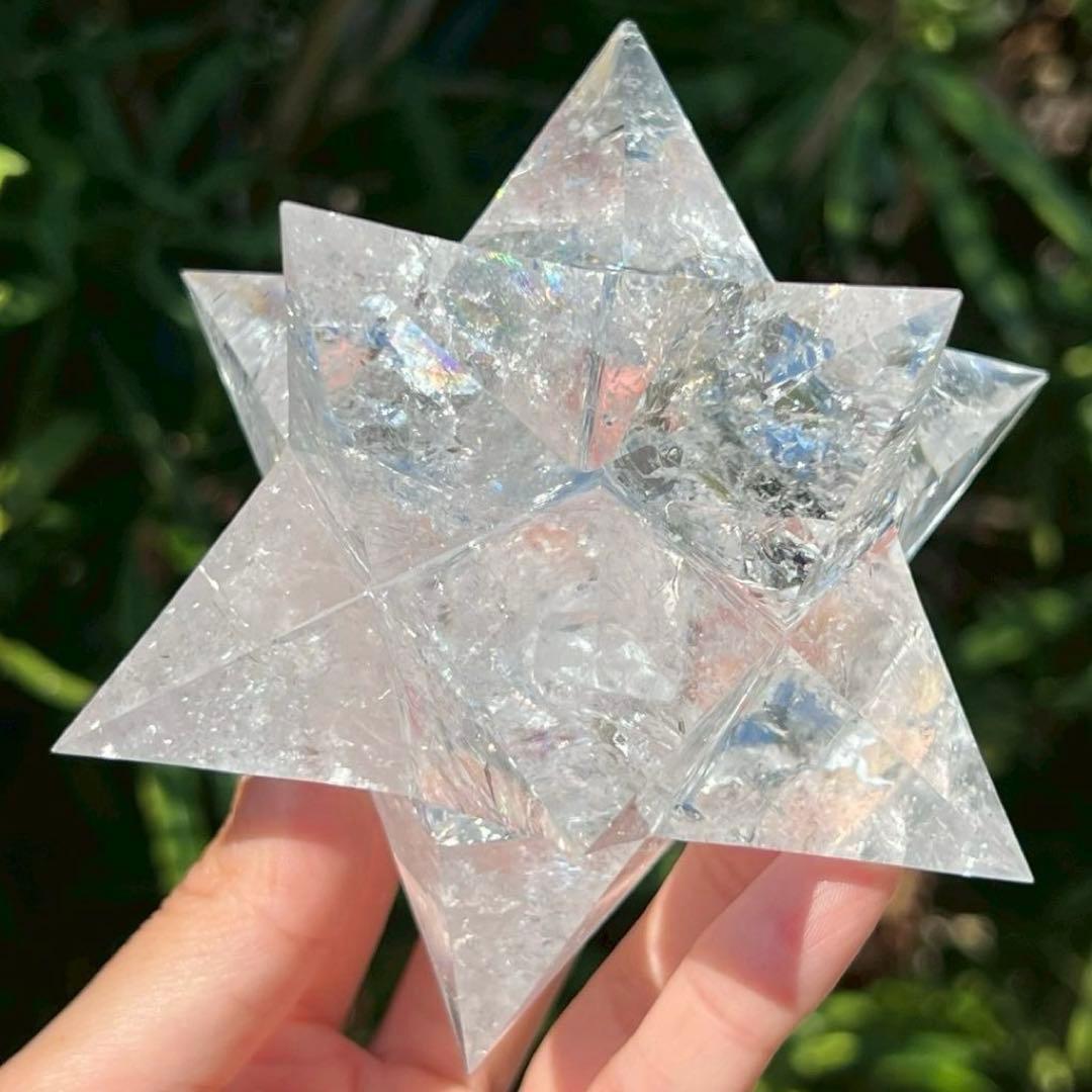 ☆特別出品☆透明度にギラギラクラック☆究極形状☆レインボー 水晶 アステロイド