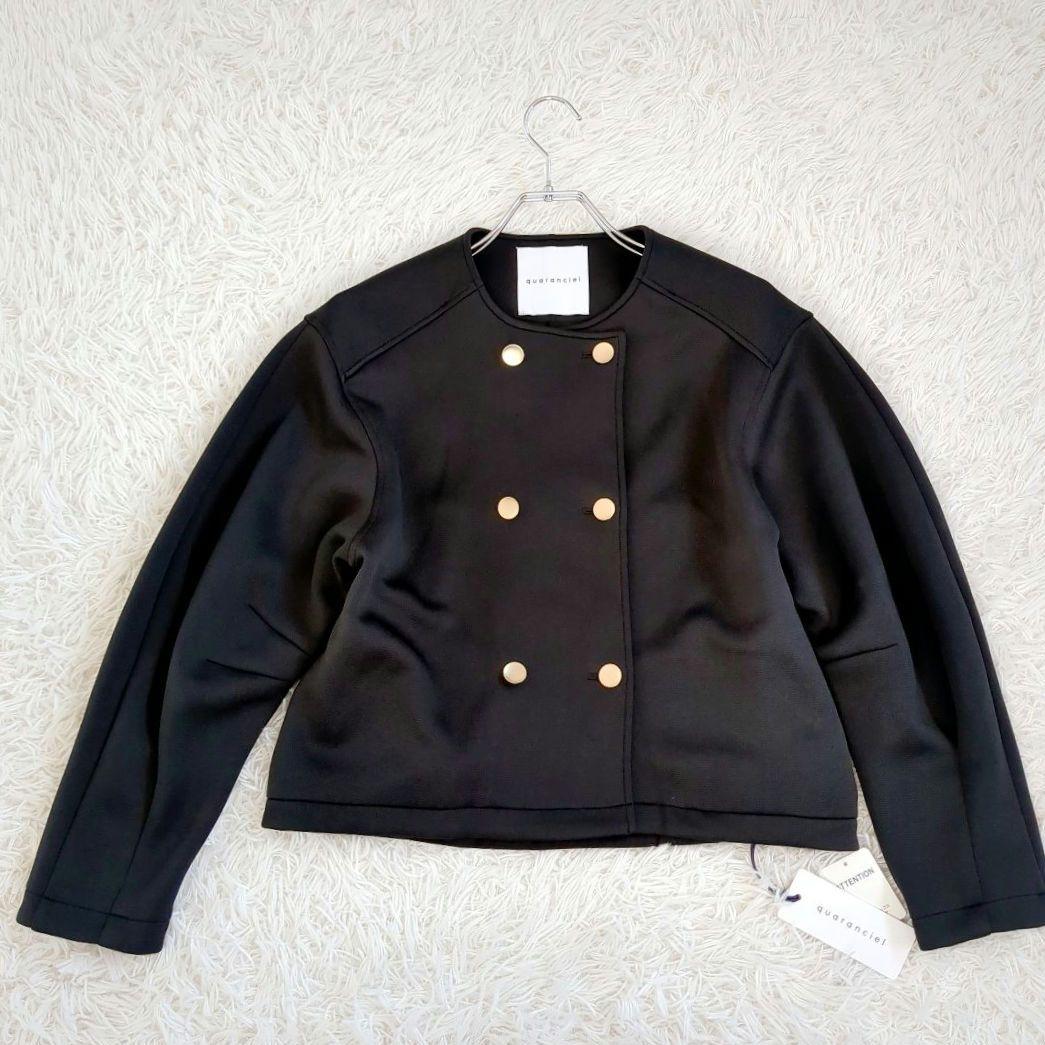 新品✨quaranciel　洗濯可能　ダブルジャージー ノーカラージャケット　黒