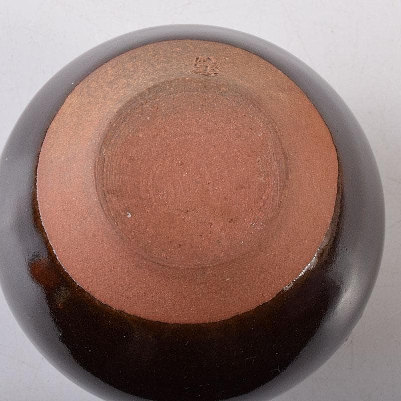 茶道具　京焼　清閑寺窯　杉田祥平造　国司茄子　茶入　仕覆付　共箱　V　8093