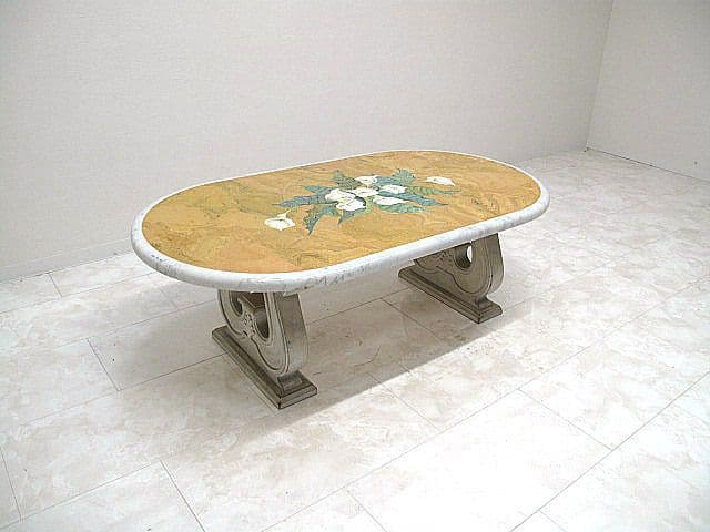 イタリア製 大理石トップセンターテーブル　W130cm リビングテーブル