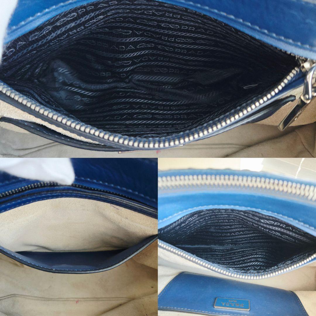⭐PRADA⭐ プラダ ガレリア ハンドバッグ ネイビー レザー クロシェット